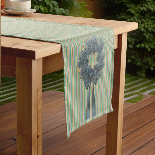 Chemin De Table Court Courbe avec ruban vert Grandes Simples