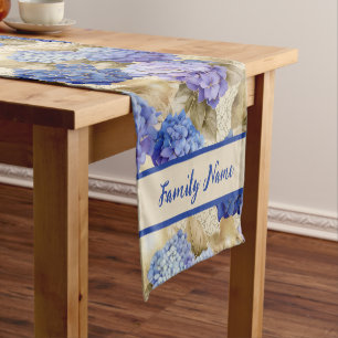 Chemin De Table Court Coureur à table courte Motif Hydrangea