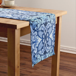Chemin De Table Court Coureur bleu victorien de Tableau de motif