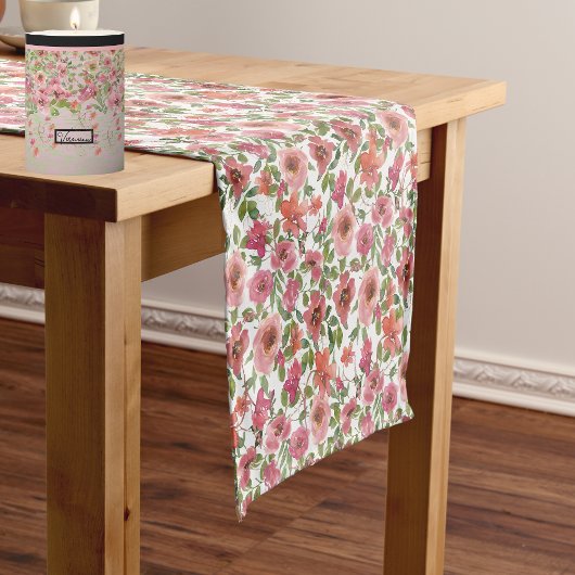 Chemin De Table Court Coureur de table blanche rose florale