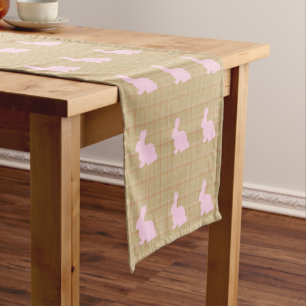 Chemin De Table Court Coureur de table du Motif Plaid Silhouette Bunny