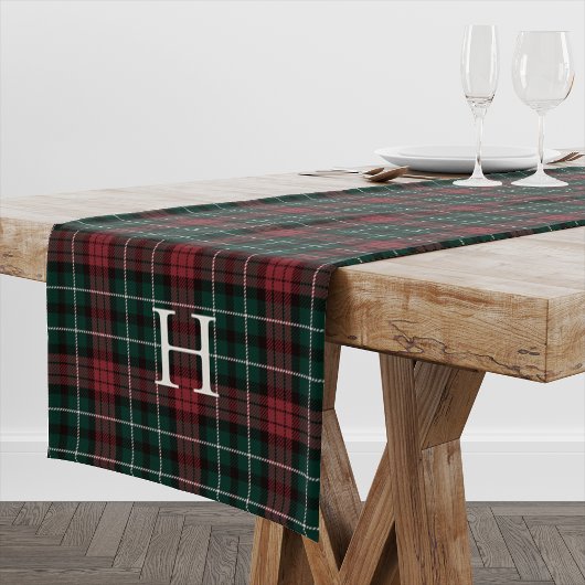 Chemin De Table Court Coureur de table Monogramme Tartan de vacances
