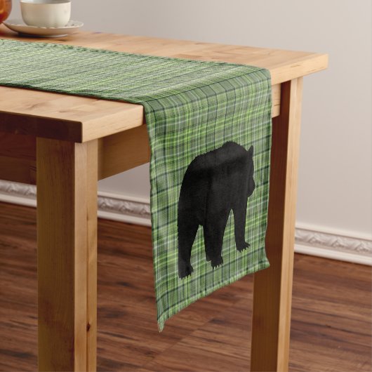 Chemin De Table Court Coureur de table Vert Plaid & Ours (In Situ)
