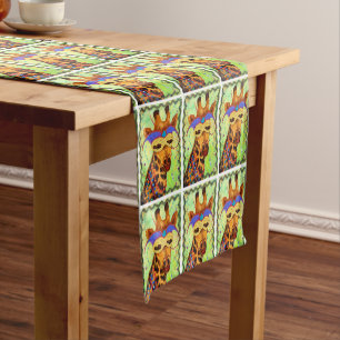 Chemin De Table Court Coureur de Tableau de girafe de mardi gras