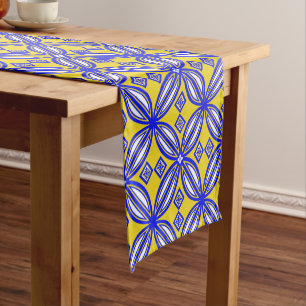 Chemin De Table Court Coureur espagnol bleu et jaune de Tableau de motif