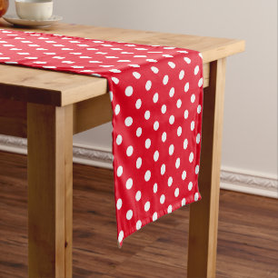 Chemin De Table Court Coureur rouge et blanc de table de motif de point