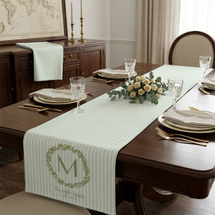Chemin De Table Court Couronne de laurier personnalisée monogramme et no