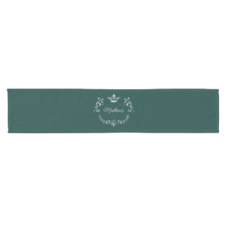 Chemin De Table Court Couronne turquoise Crest Personnalisé