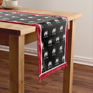 Chemin De Table Court Crabe rouge noir blanc monogramme Côte marine