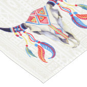 Chemin De Table Court Crâne et plumes Tribal Blanches (Coin)