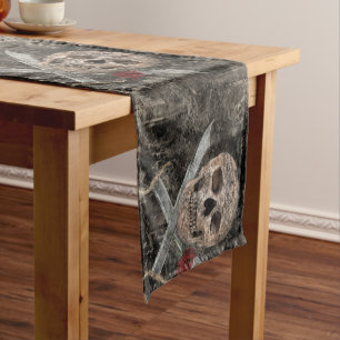 Chemin De Table Court Crâne grunge - pirate