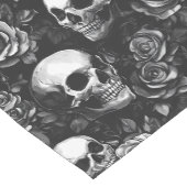 Chemin De Table Court Crânes Et Halloween Noir Rose (Coin)