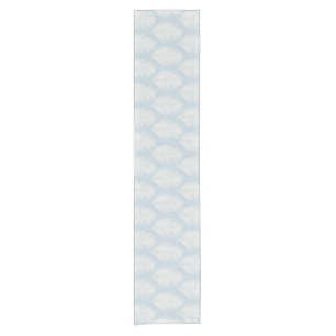 Chemin De Table Court Crème de feuille de palmier et bleu clair