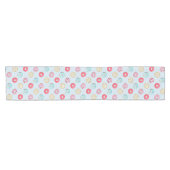 Chemin De Table Court Cute Glazed Doughnut Pattern Light Blue (Horizontal)