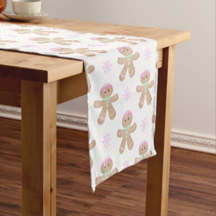Chemin De Table Court Cute Kids Christmas Gingerbread Motif