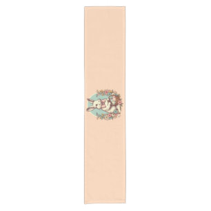 Chemin De Table Court Cute, lapin de Pâques vintage/oeuf/panier