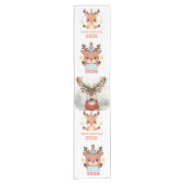 Chemin De Table Court cute reindeer new year 2026 table runner (Devant)