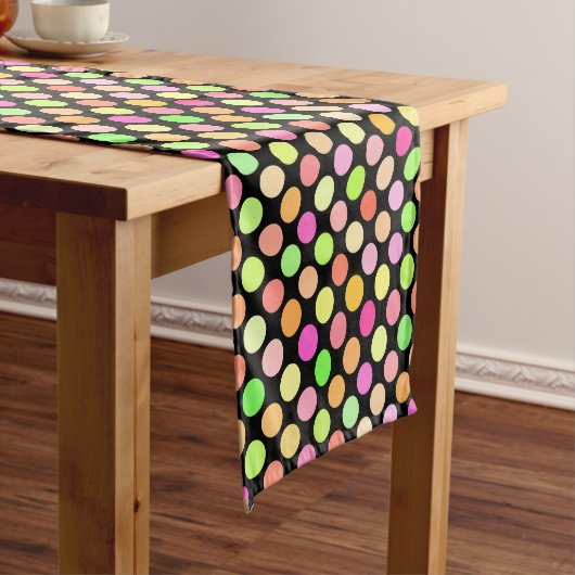 Chemin De Table Court Cute rose Chaud Neon Lime Vert Pois Motif (In Situ)