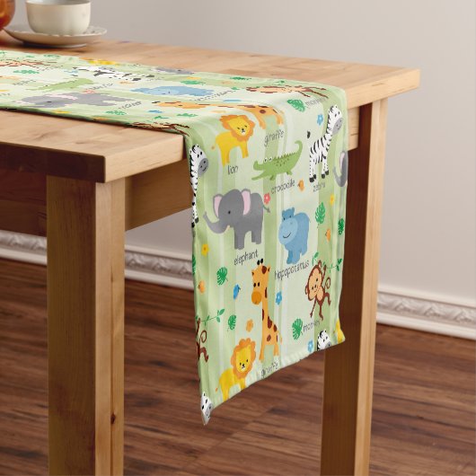 Chemin De Table Court Cute Safari Animaux Nursery Motif (In Situ)
