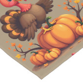 Chemin De Table Court Cute Thanksgiving Turkey Autumn Pumpkins Scene (Coin)