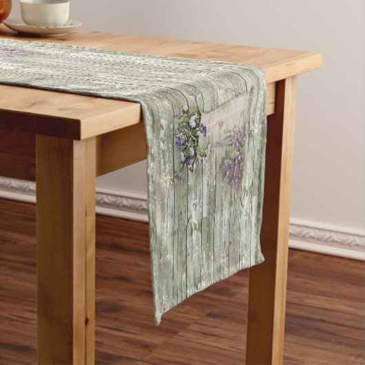 Chemin De Table Court cuvette rustique en bois blanc (In Situ)