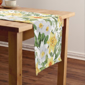 Chemin De Table Court Daffodiles florales tendance Jaune, Vert et Blanc (In Situ)