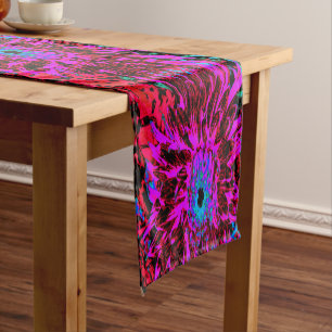 Chemin De Table Court Dahlia rouge, violet et noire
