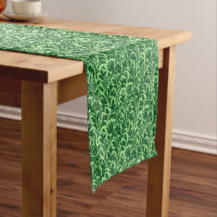 Chemin De Table Court Damassé de chardon de William Morris, vert vert