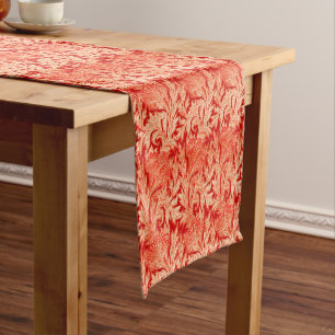 Chemin De Table Court Damassé, mandarine et orange-clair Jacobean de