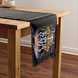 Chemin De Table Court Dancing Skeleton Halloween Citrouille