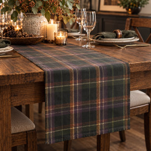 Chemin De Table Court Dark Cottagecore Automne Plaid Noir Rouille