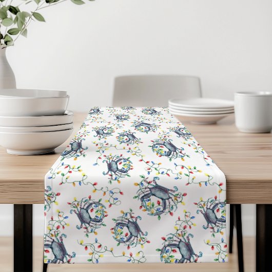 Chemin De Table Court Deck the Claws Coastal Crab Christmas Lights