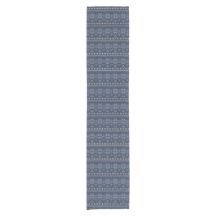 Chemin De Table Court Décor blanc et bleu scandinave