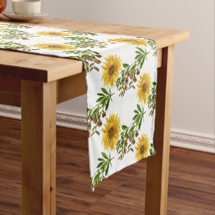 Chemin De Table Court Décoration de cuisine d'été Fleurs jaunes         