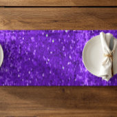 Chemin De Table Court Deep Purple Glam Faux Glitter Pattern