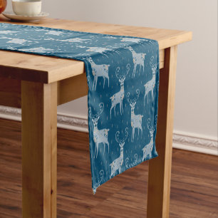 Chemin De Table Court Deer d'art populaire en vacances bleues