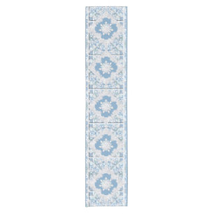 Chemin De Table Court Dentelle en céramique bleu clair & flocon de neige