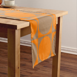 Chemin De Table Court Design Brown&Orange Carrés&Cercles élégant
