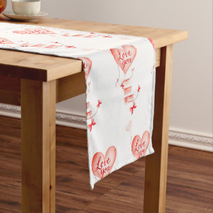 Chemin De Table Court Design de coeurs rouges créatifs