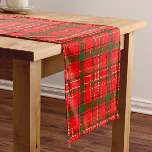 Chemin De Table Court Design de Motif de Noël Tartan rouge