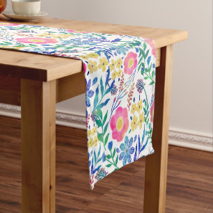Chemin De Table Court Design élégant de peinture à la main de fleurs