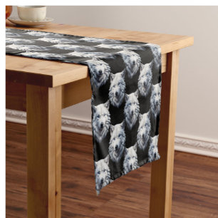 Chemin De Table Court Design Motif de tête de loup blanc