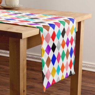 Chemin De Table Court Design Motif multicolore Harlequin Diamonds