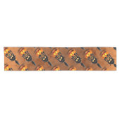 Chemin De Table Court Dessin d'Halloween au chat effrayé sur Citrouille (Horizontal)