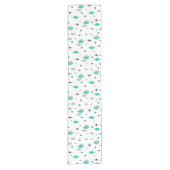 Chemin De Table Court Diamants de l'âge spatial Turquoise Blanc (Devant)