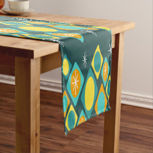 Chemin De Table Court Diamants Ovals Starburts Turquoise