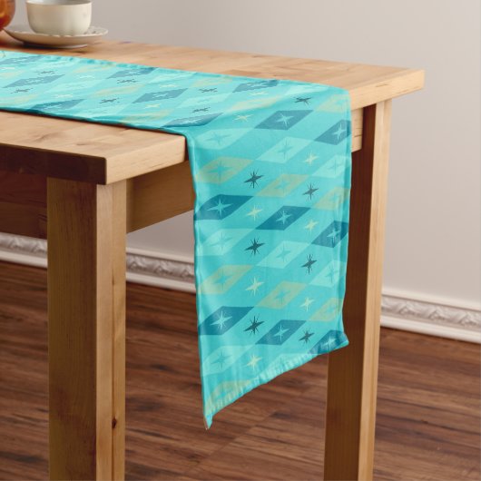 Chemin De Table Court Diamonds Stars Turquoise de 1950 atomique (In Situ)