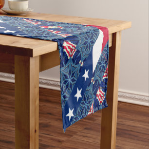 Chemin De Table Court Drapeau patriotique américain 4 juillet