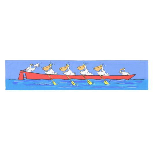 Chemin De Table Court Drôle pélicans rameurs dessin animé (Horizontal)
