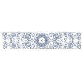 Chemin De Table Court Dusty Blue Floral Mandala  (Horizontal)